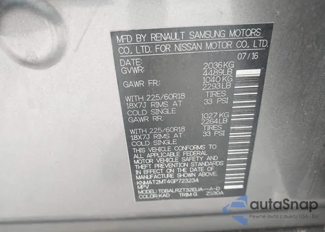 2016 Nissan Rogue Sl from USA, damaged, VIN KNMAT2MT4GP723234